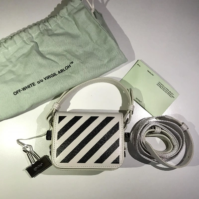 Pre-owned Off-white Binder Leather Handbag In White