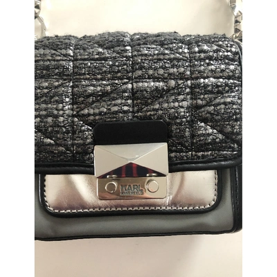 Pre-owned Karl Leather Clutch Bag In Anthracite