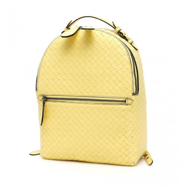 yellow leather backpack