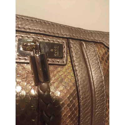 Pre-owned Gucci Gold Python Handbag