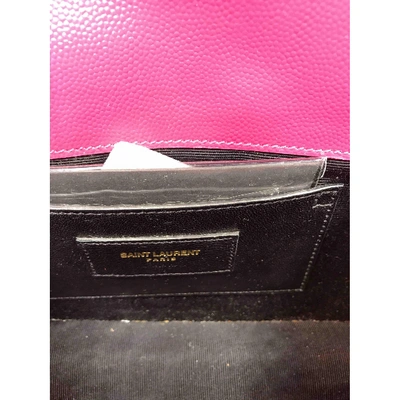 Pre-owned Saint Laurent Kate Monogramme Leather Clutch Bag In Pink