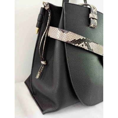 Pre-owned Loewe Gate Top Handle Black Python Handbag