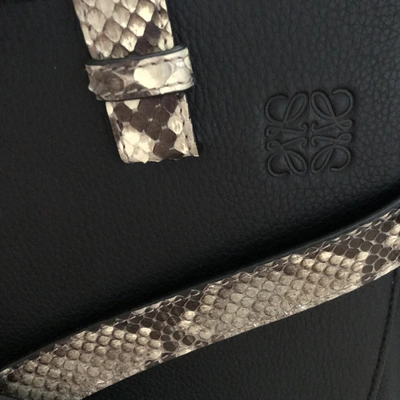 Pre-owned Loewe Gate Top Handle Black Python Handbag