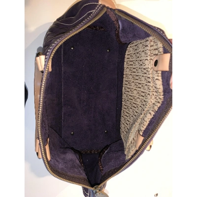 Pre-owned Carolina Herrera Leather Bowling Bag In Purple