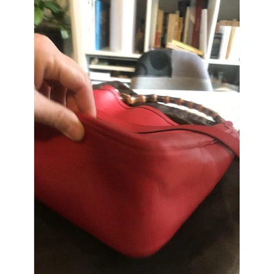 Pre-owned Gucci Bamboo Top Handle Leather Handbag In Red