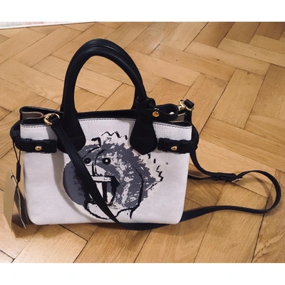Pre-owned Burberry The Banner  Leather Handbag In White