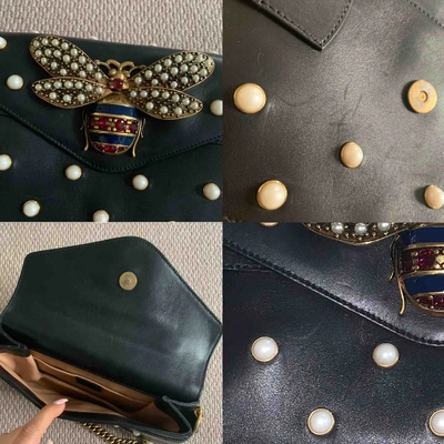 Pre-owned Gucci Queen Margaret Black Leather Handbag
