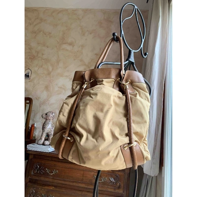 Pre-owned Moncler Leather Tote In Camel