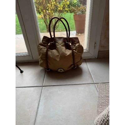 Pre-owned Moncler Leather Tote In Camel
