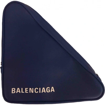Pre-owned Balenciaga Triangle Blue Leather Clutch Bag