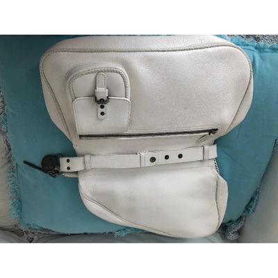 Pre-owned Dior Saddle White Leather Handbag