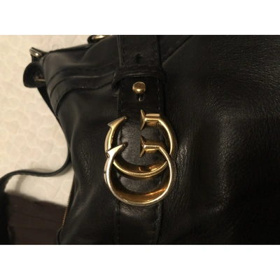 Pre-owned Gucci Gg Running Black Leather Handbag