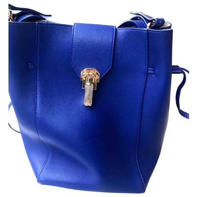 Pre-owned Oscar De La Renta Blue Leather Handbag