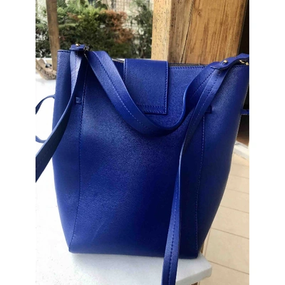 Pre-owned Oscar De La Renta Blue Leather Handbag