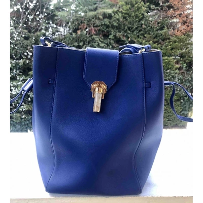 Pre-owned Oscar De La Renta Blue Leather Handbag