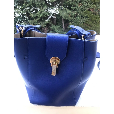 Pre-owned Oscar De La Renta Blue Leather Handbag