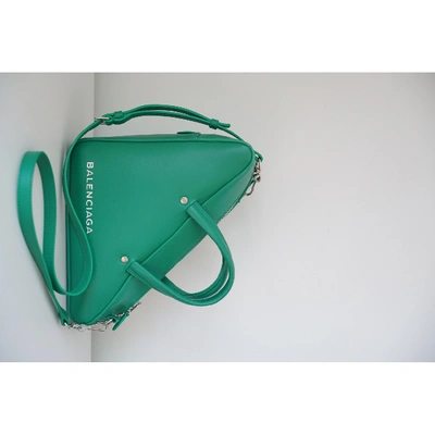 Pre-owned Balenciaga Triangle Leather Handbag In Green