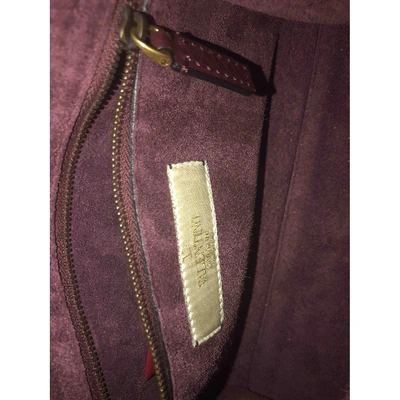 Pre-owned Valentino Garavani My Rockstud Leather Handbag In Burgundy