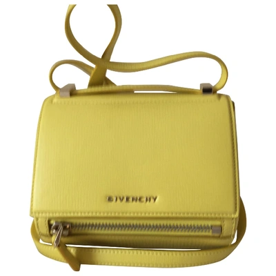 Pre-owned Givenchy Pandora Box Leather Crossbody Bag In Yellow