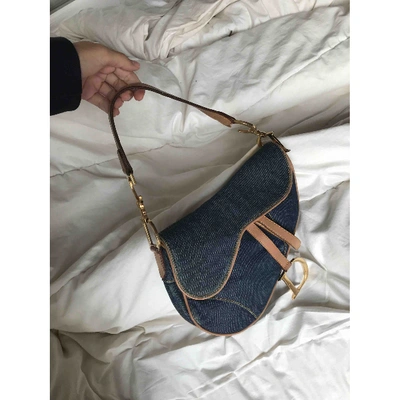 Pre-owned Dior Saddle Blue Denim - Jeans Handbag