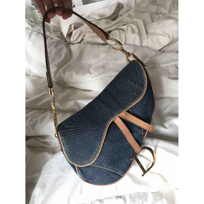 Pre-owned Dior Saddle Blue Denim - Jeans Handbag