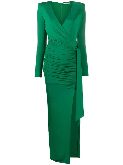 Shop Alice And Olivia Kyra Ruched Maxi Wrap Dress In Green