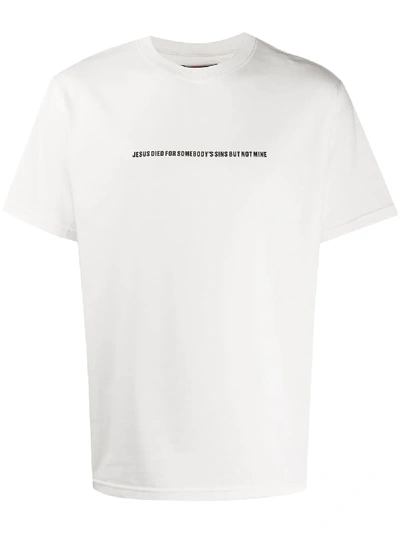 Shop 424 Slogan-print Short-sleeved T-shirt In White