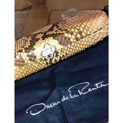 Pre-owned Oscar De La Renta Brown Python Clutch Bag