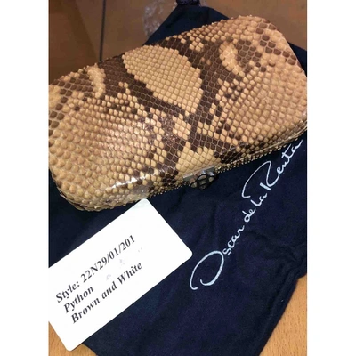 Pre-owned Oscar De La Renta Brown Python Clutch Bag