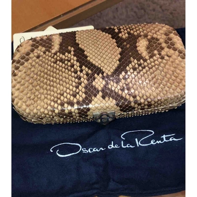 Pre-owned Oscar De La Renta Brown Python Clutch Bag
