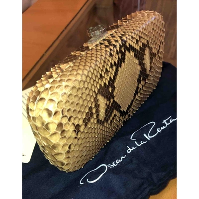 Pre-owned Oscar De La Renta Brown Python Clutch Bag