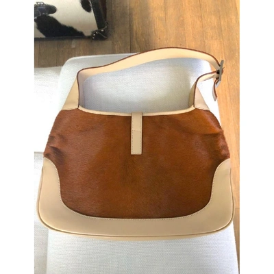 Pre-owned Gucci Jackie Vintage  Pony-style Calfskin Bag In Beige