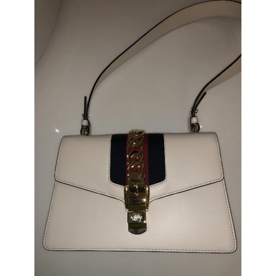 Pre-owned Gucci Sylvie Leather Handbag In Beige