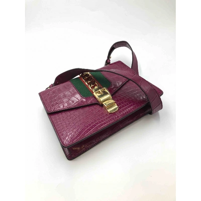 Pre-owned Gucci Sylvie Purple Alligator Handbag