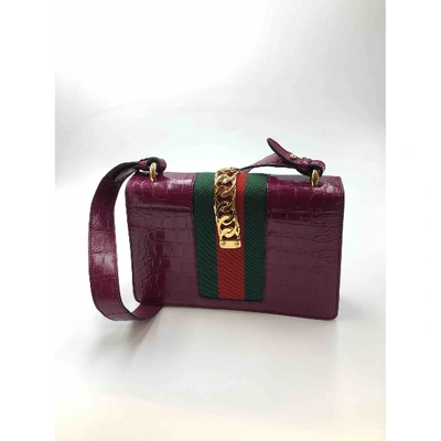 Pre-owned Gucci Sylvie Purple Alligator Handbag