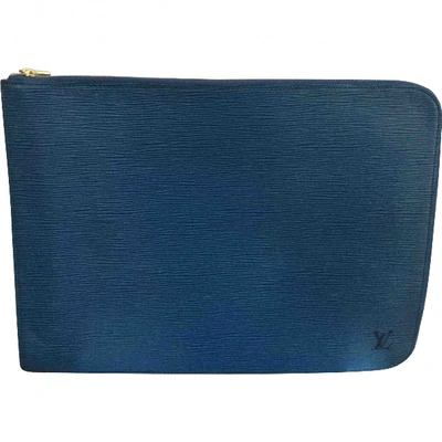 Pre-owned Louis Vuitton Blue Leather Clutch Bag