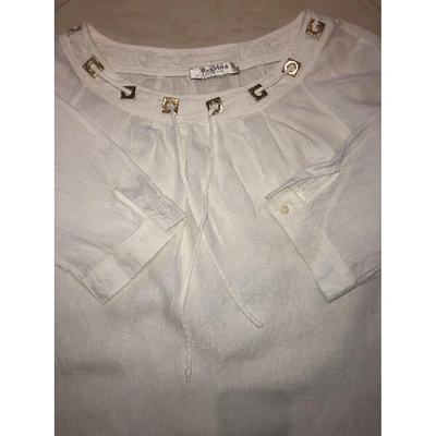 Pre-owned Max Mara Linen Blouse In White