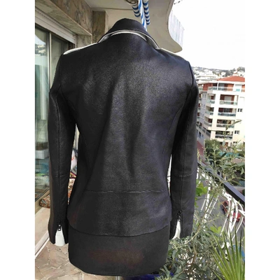 Pre-owned American Retro Black Leather Leather Jacket