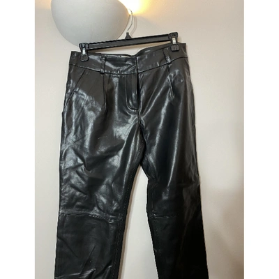 Pre-owned Milly Leather Trousers In Black