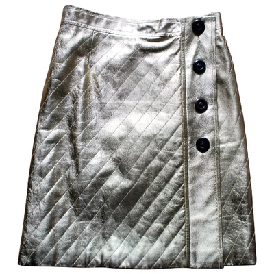 Pre-owned Saint Laurent Gold Leather Skirt