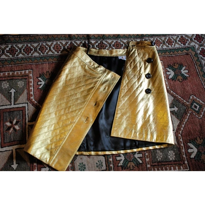 Pre-owned Saint Laurent Gold Leather Skirt