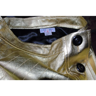 Pre-owned Saint Laurent Gold Leather Skirt