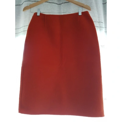 Pre-owned Carolina Herrera Wool Skirt Suit In Orange