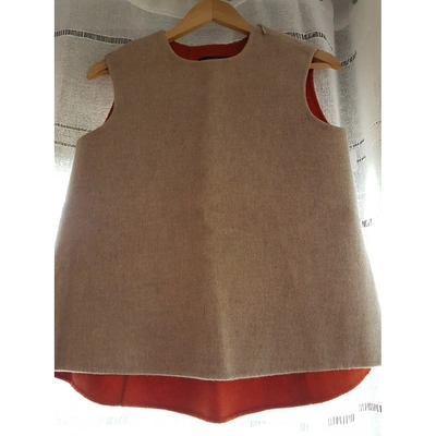 Pre-owned Carolina Herrera Wool Skirt Suit In Orange