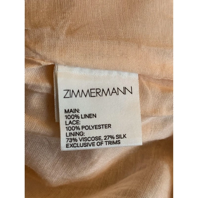 Pre-owned Zimmermann Linen Mini Dress In Pink