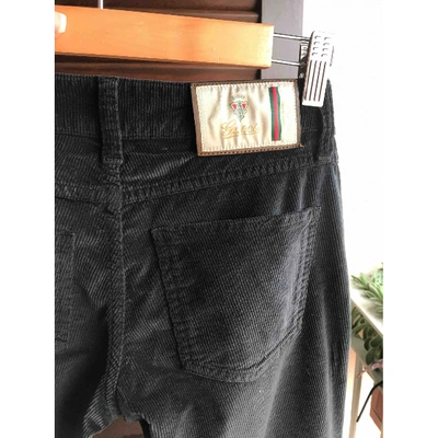 Pre-owned Gucci Velvet Trousers In Blue