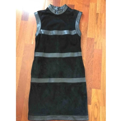 Pre-owned Karl Leather Mid-length Dress In Black