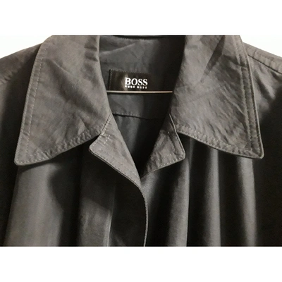 Pre-owned Hugo Boss Trench Coat In Blue