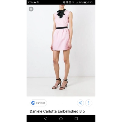 Pre-owned Daniele Carlotta Silk Mid-length Dress In Pink