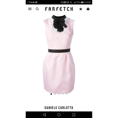 Pre-owned Daniele Carlotta Silk Mid-length Dress In Pink